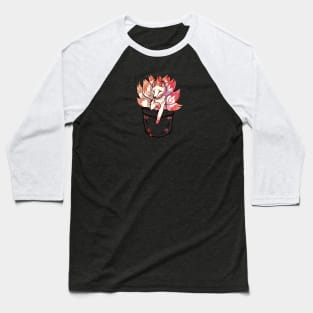 Pocket Cute Kitsune Fox Baseball T-Shirt
